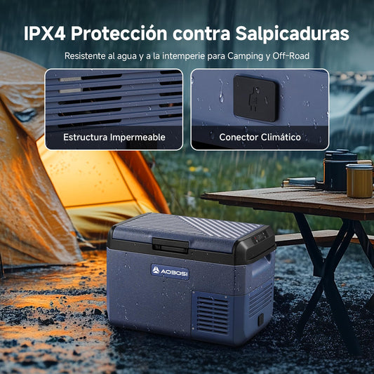 AAOBOSI Nevera Portátil IPX4 25 L, Compresor 12 V, -20°C a 20°C, Para Coche y Camping