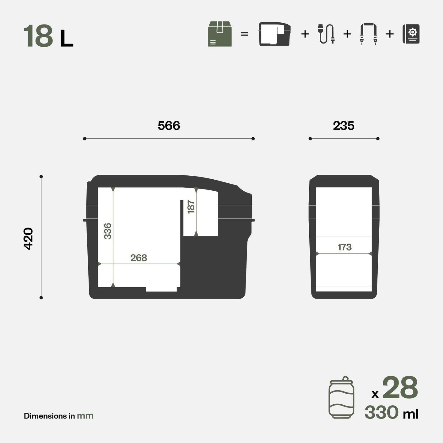 Indel B ITB18 Nevera Congelador Portátil 18 L, Compresor 12/24 V, Para Coche y Camping
