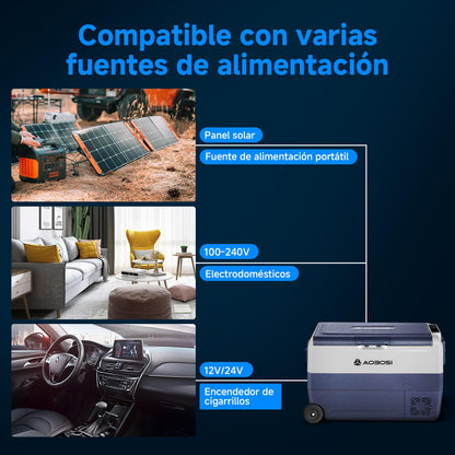 AAOBOSI Nevera Portátil 50 L con Ruedas, Doble Zona, App, USB, -20°C a 20°C