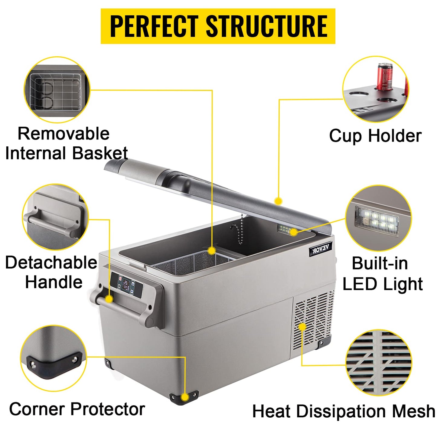 VEVOR Nevera Termoeléctrica Portátil 35 L, Mini Refrigerador de Coche con Pantalla LCD