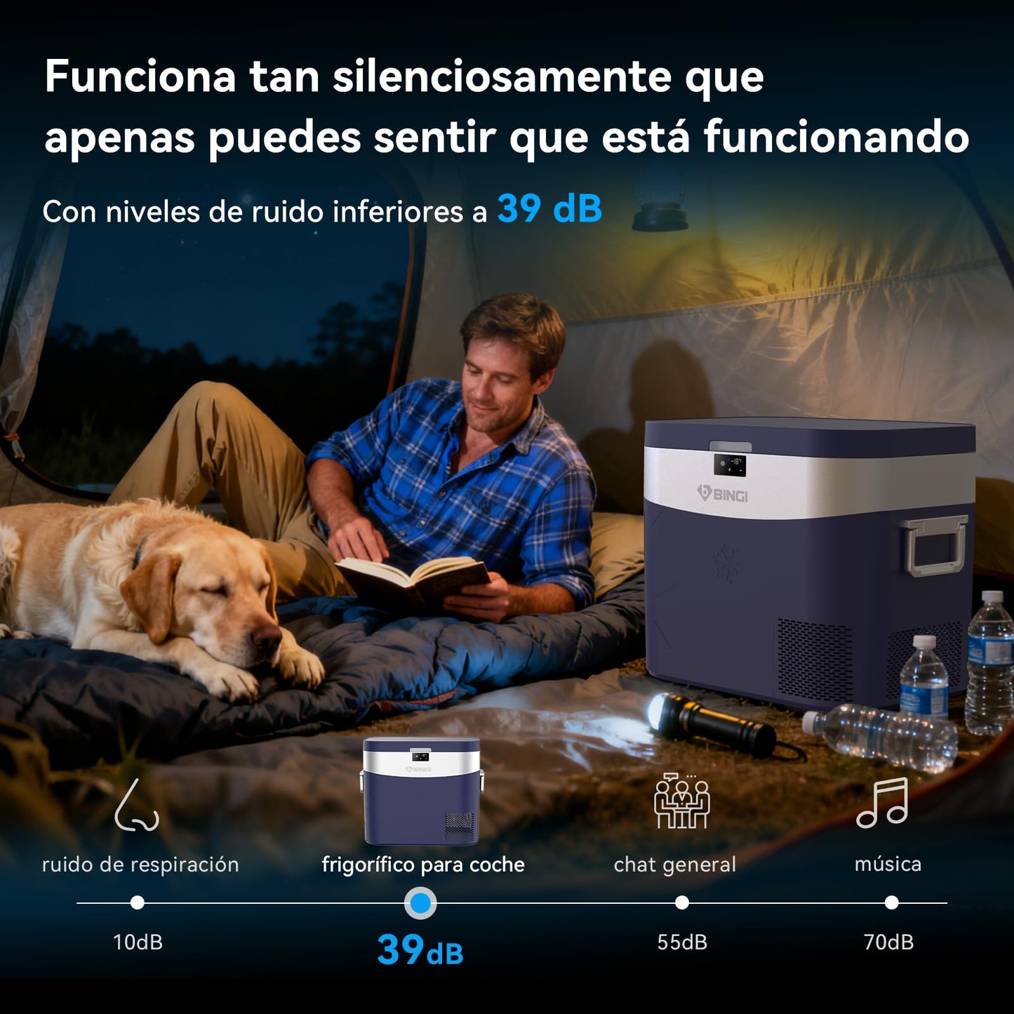 BINGI Nevera Portátil Eléctrica 22 L, Compresor 12/24 V, Refrigerador y Congelador
