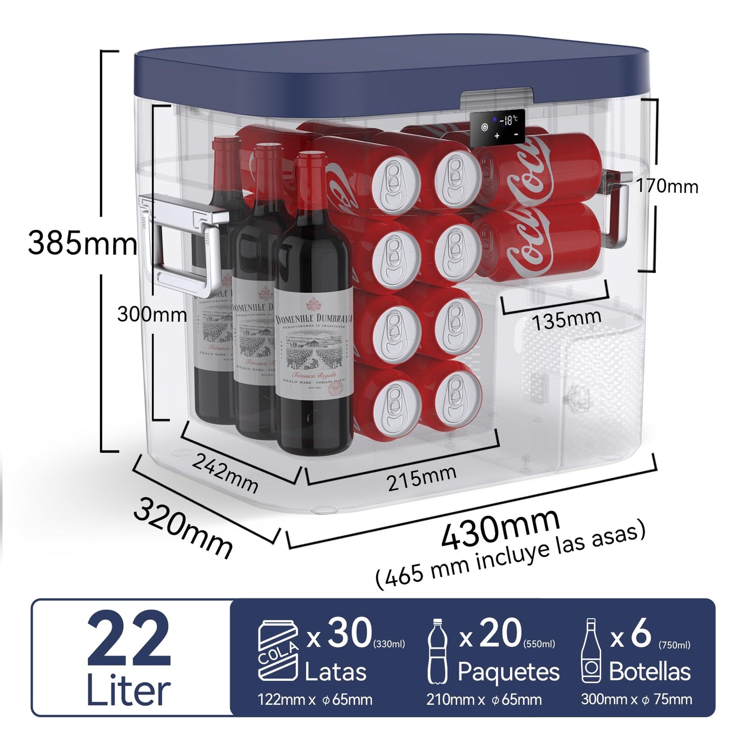 BINGI Nevera Portátil Eléctrica 22 L, Compresor 12/24 V, Refrigerador y Congelador
