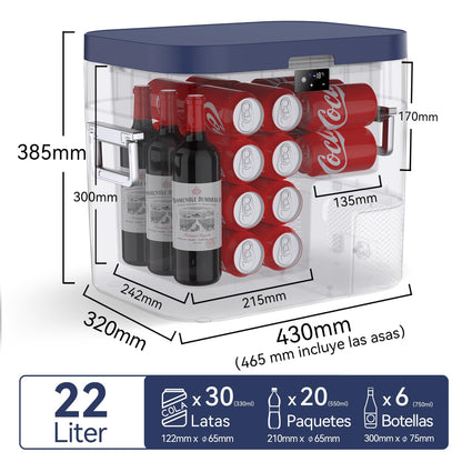 BINGI Nevera Portátil Eléctrica 22 L, Compresor 12/24 V, Refrigerador y Congelador