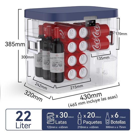 BINGI Nevera Portátil Eléctrica 22 L, Compresor 12/24 V, Refrigerador y Congelador
