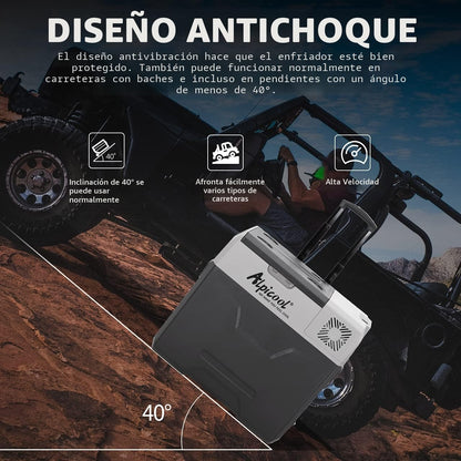 Alpicool CX40 Nevera Portátil 40 L, 12 V, USB, Barra Telescópica y Ruedas