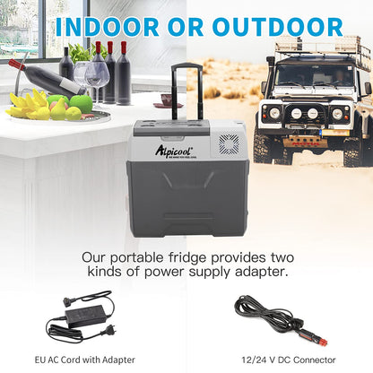Alpicool CX40 Nevera Portátil 40 L, 12 V, USB, Barra Telescópica y Ruedas