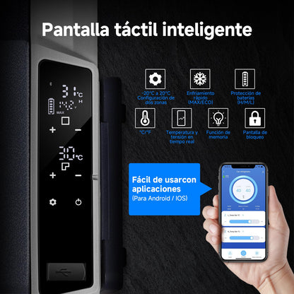 AAOBOSI Nevera Portátil 50 L con Ruedas, Doble Zona, App, USB, -20°C a 20°C