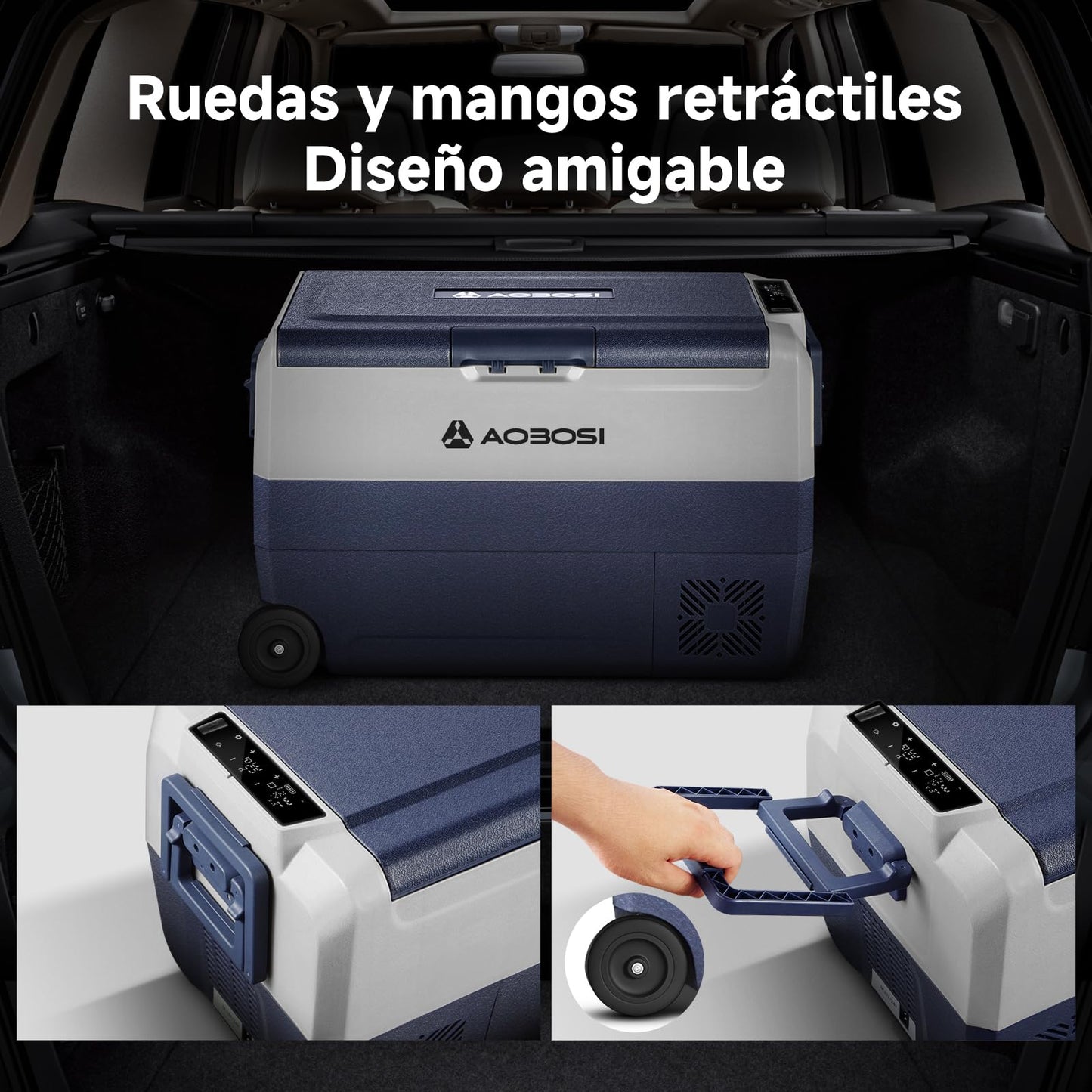 AAOBOSI Nevera Portátil 50 L con Ruedas, Doble Zona, App, USB, -20°C a 20°C