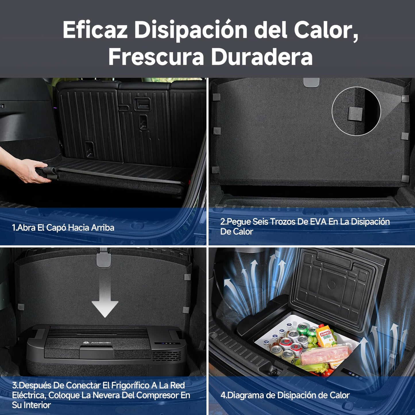 AAOBOSI Nevera Compresor 35 L para Tesla Model Y, App Control, -20°C, Antivibración