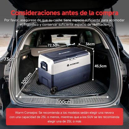 AAOBOSI Nevera Portátil 50 L con Ruedas, Doble Zona, App, USB, -20°C a 20°C