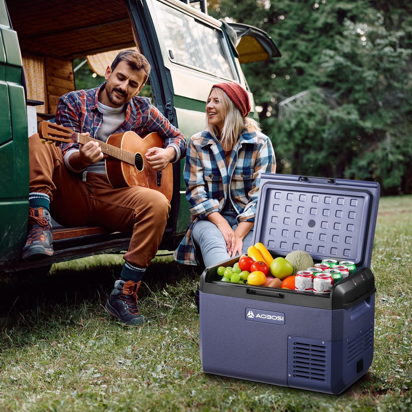 AAOBOSI Nevera Portátil IPX4 25 L, Compresor 12 V, -20°C a 20°C, Para Coche y Camping