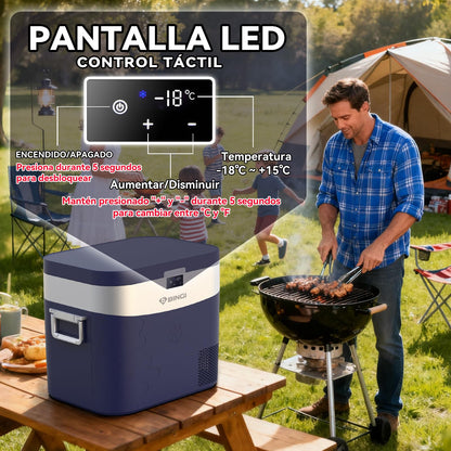 BINGI Nevera Portátil Eléctrica 22 L, Compresor 12/24 V, Refrigerador y Congelador