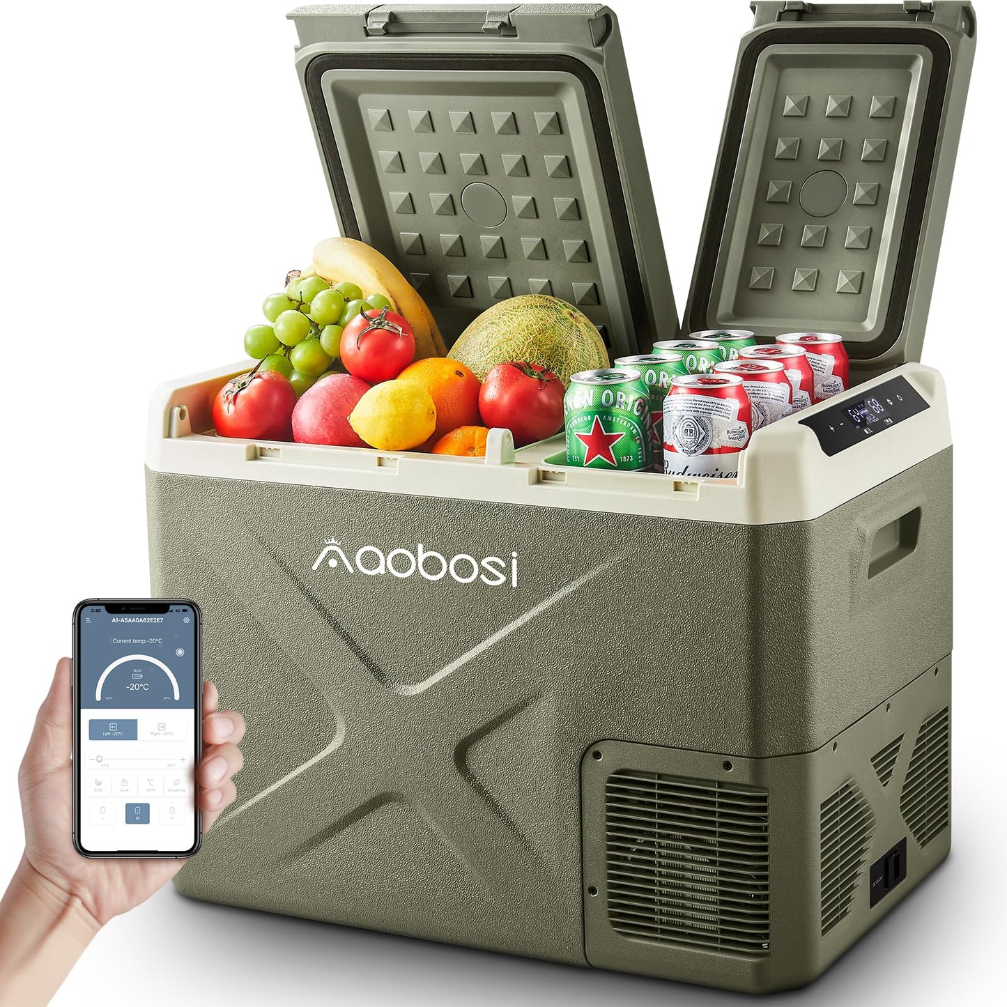 AAOBOSI Nevera Portátil 32 L, 12/24 V y 100-240 V, -20°C a 20°C, Para Coche y Camping