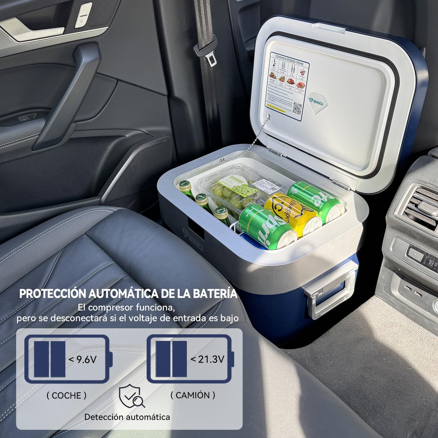 BINGI Nevera Portátil Eléctrica 22 L, Compresor 12/24 V, Refrigerador y Congelador