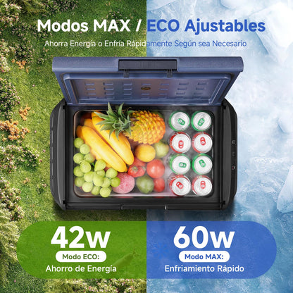 AAOBOSI Nevera Portátil IPX4 25 L, Compresor 12 V, -20°C a 20°C, Para Coche y Camping